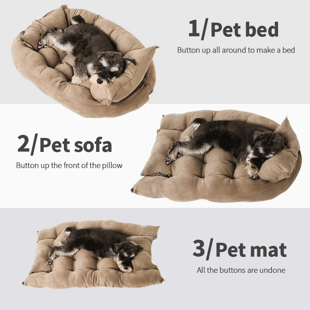 3-in-1 Pet Bed – Warm Sofa & Cushion for Dogs and Cats