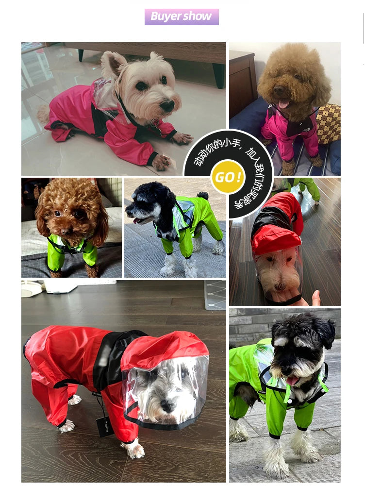 Waterproof Dog Raincoat – Face Design Jumpsuit Pet Jacket