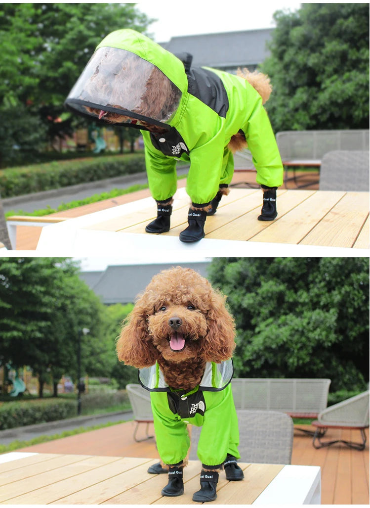 Waterproof Dog Raincoat – Face Design Jumpsuit Pet Jacket