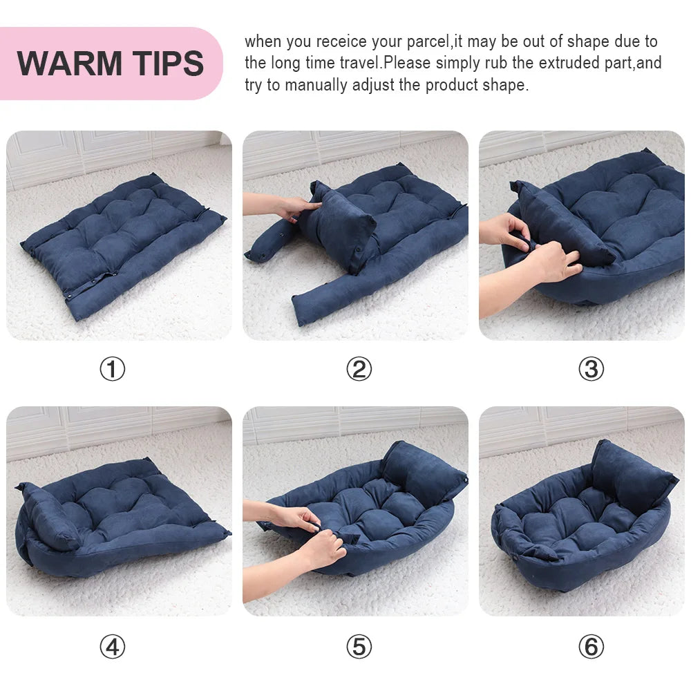 3-in-1 Pet Bed – Warm Sofa & Cushion for Dogs and Cats