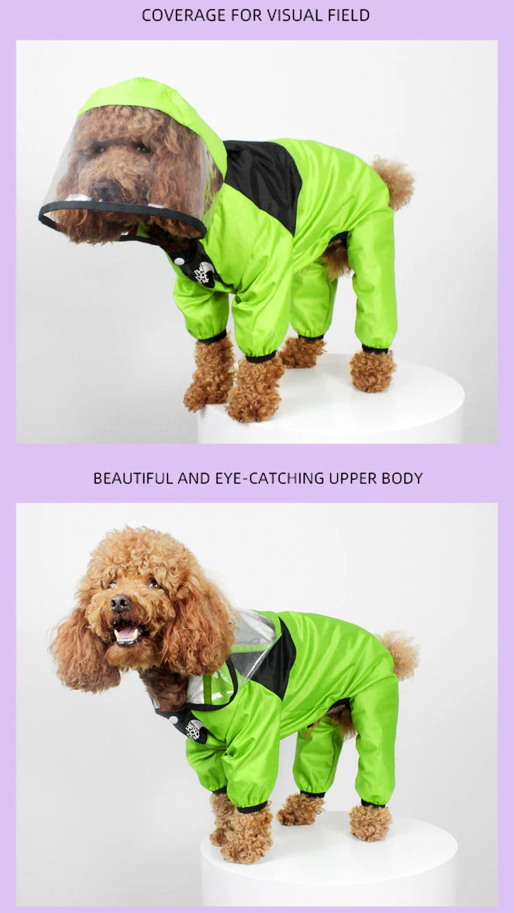 Waterproof Dog Raincoat – Face Design Jumpsuit Pet Jacket