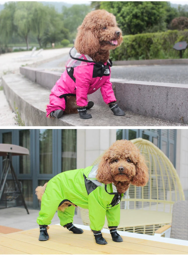 Waterproof Dog Raincoat – Face Design Jumpsuit Pet Jacket