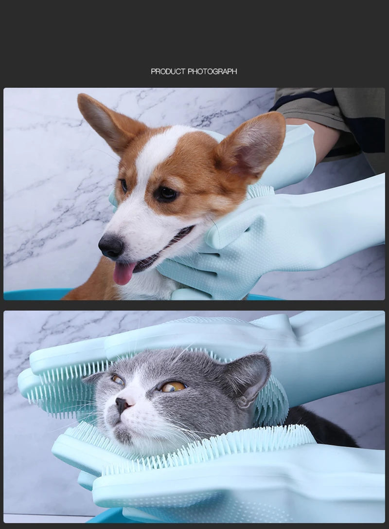 Pet Grooming Gloves – Deshedding & Massage for Dogs & Cats