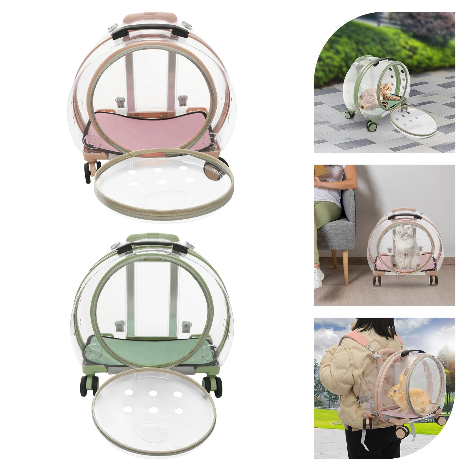 Rolling Cat Carrier – Breathable PC Pet Travel Bag with Wheels (9kg Max)