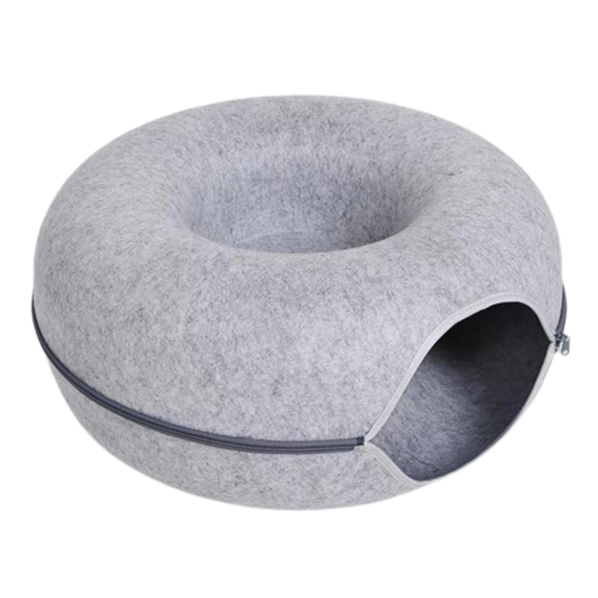 Felt Donut Cat & Dog Bed – 2-in-1 Hideaway Tunnel