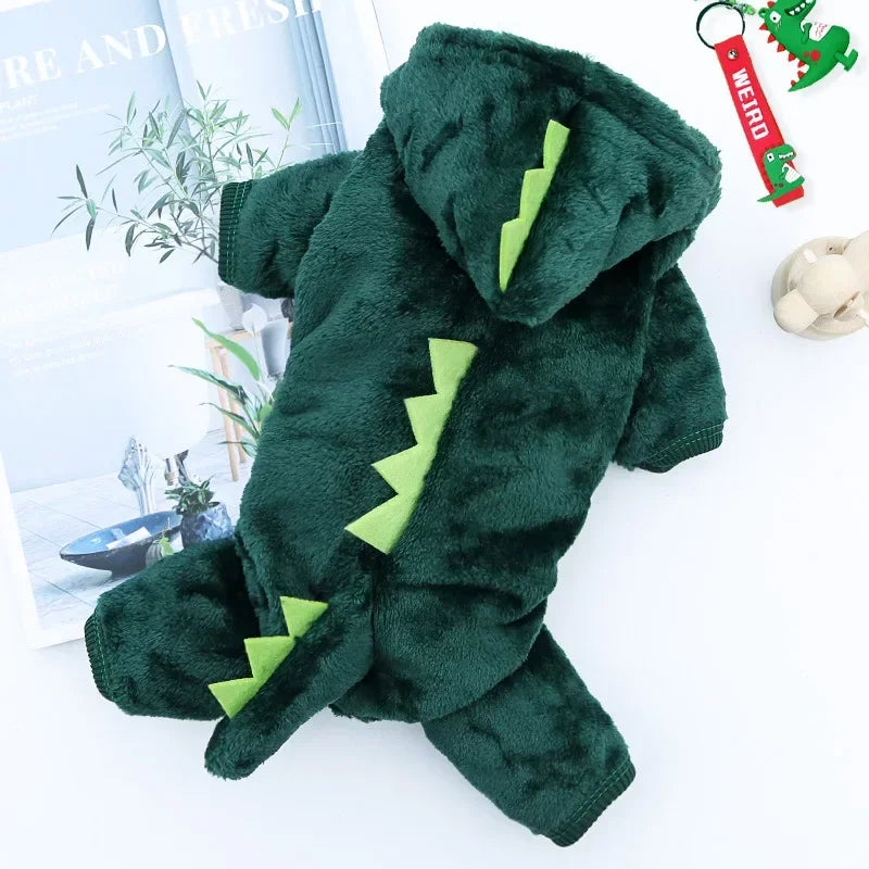 Dinosaur Fleece Dog Jumpsuit