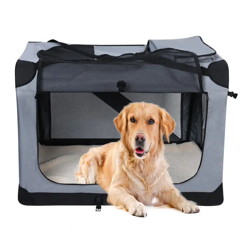 Portable Dog Carrier Crate – Foldable Car Travel Bed & Kennel