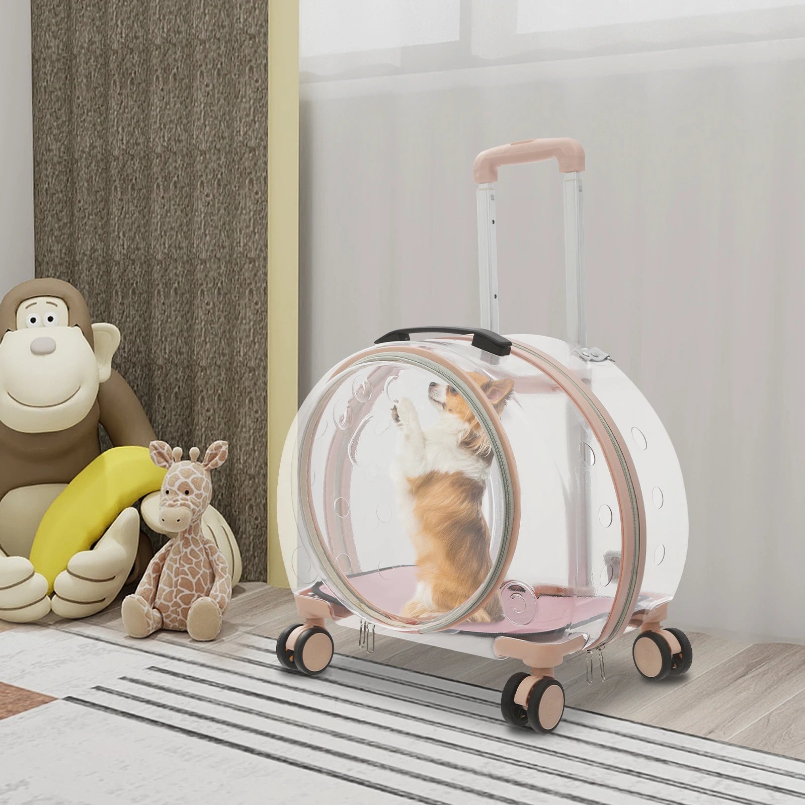 Rolling Cat Carrier – Breathable PC Pet Travel Bag with Wheels (9kg Max)