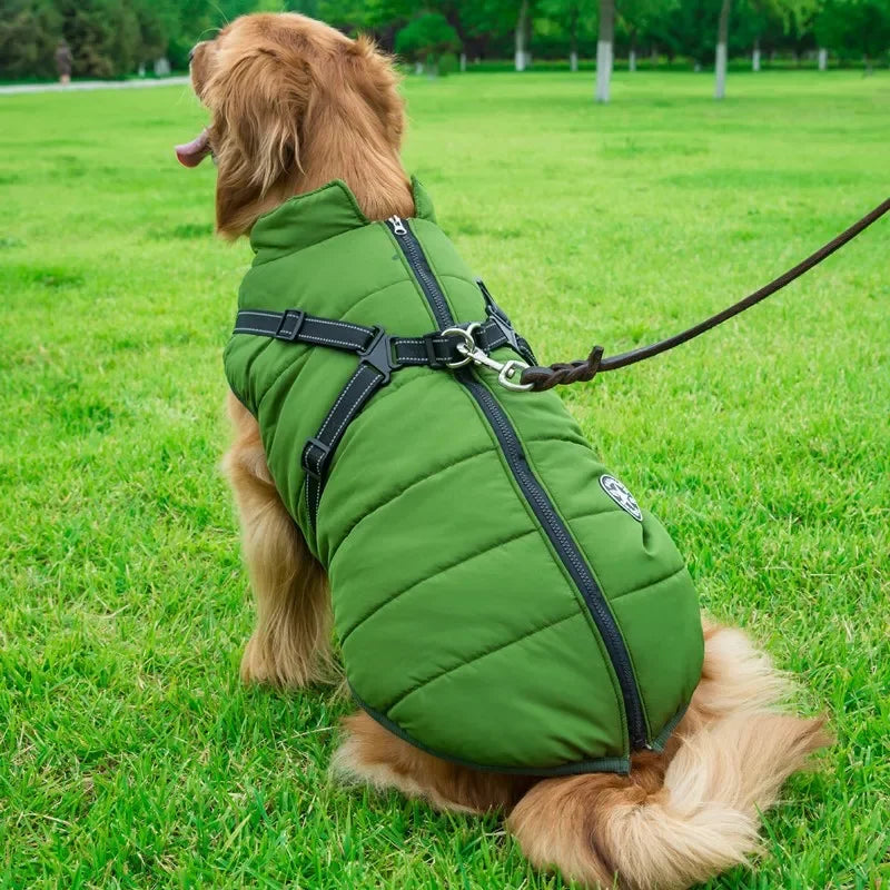 Large Dog Winter Jacket – Waterproof Warm Coat with Harness