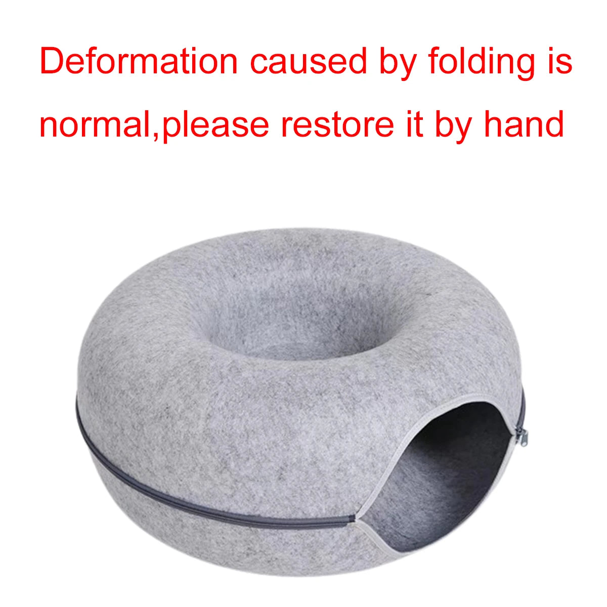 Felt Donut Cat & Dog Bed – 2-in-1 Hideaway Tunnel
