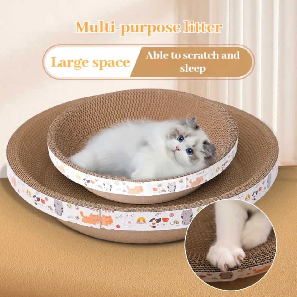 Corrugated Cat Scratcher – Catnip-Infused Scratch-Resistant Post & Sofa Protector