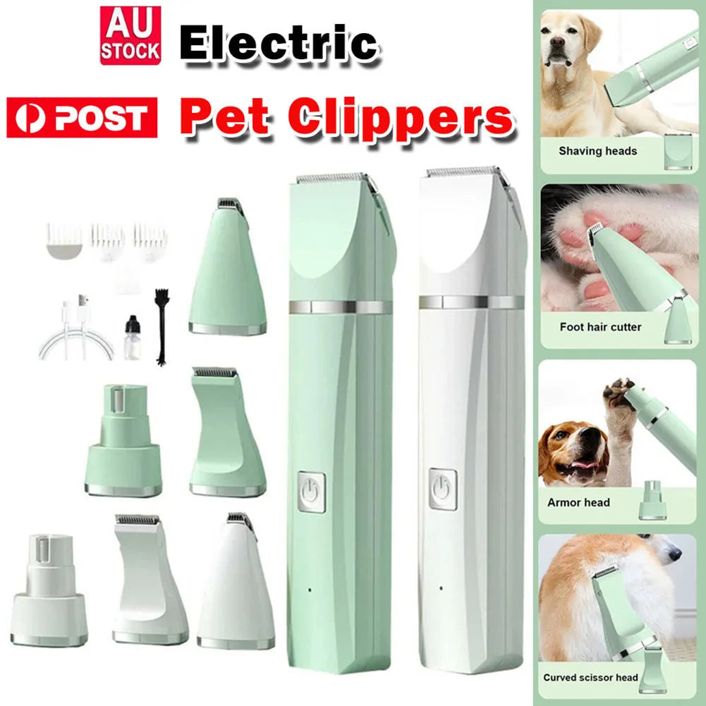 4-in-1 Pet Grooming Kit – USB Rechargeable Dog & Cat Hair Clipper