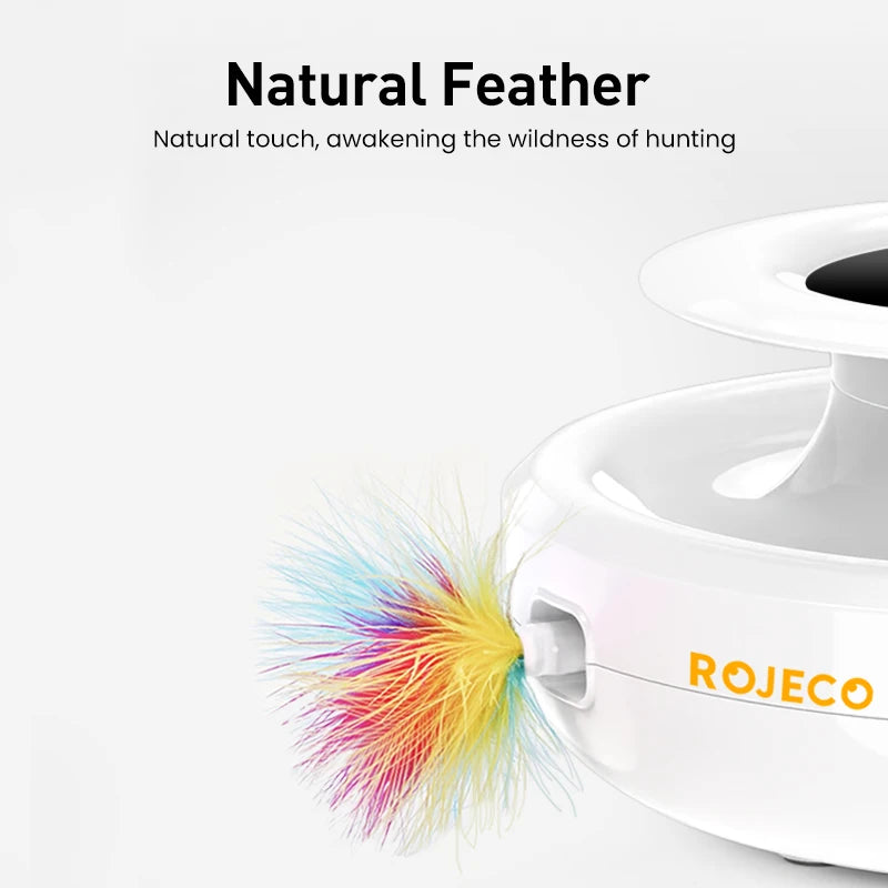 ROJECO 2-in-1 Smart Cat Toy – Automatic Feather Ball with 5 Modes