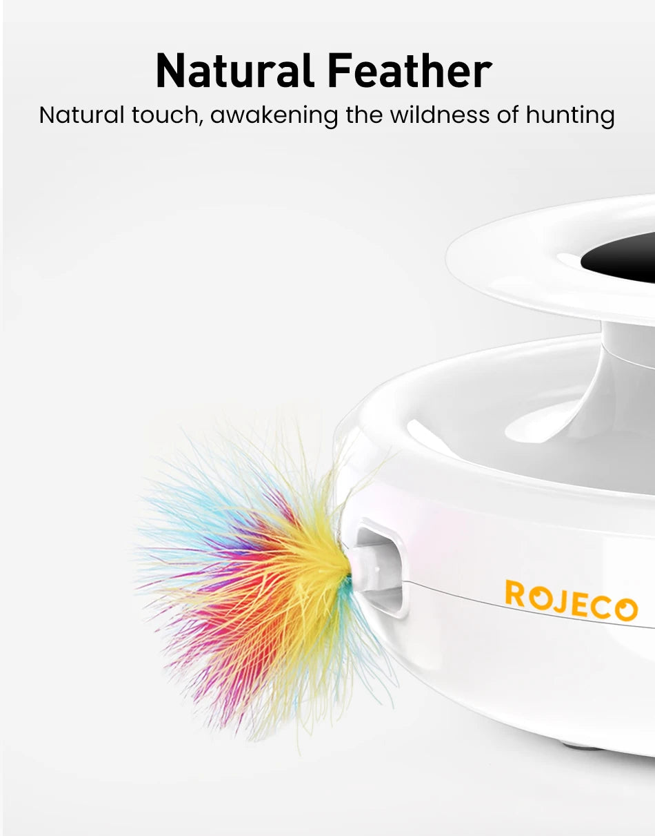 ROJECO 2-in-1 Smart Cat Toy – Automatic Feather Ball with 5 Modes
