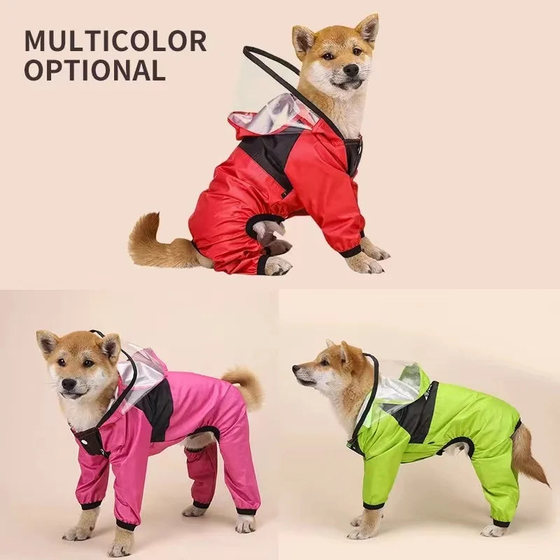 Waterproof Dog Raincoat – Face Design Jumpsuit Pet Jacket