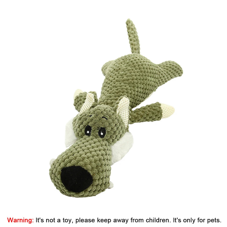 Plush Squeaky Dog Toy – Bite-Resistant Lion, Wolf & Elephant