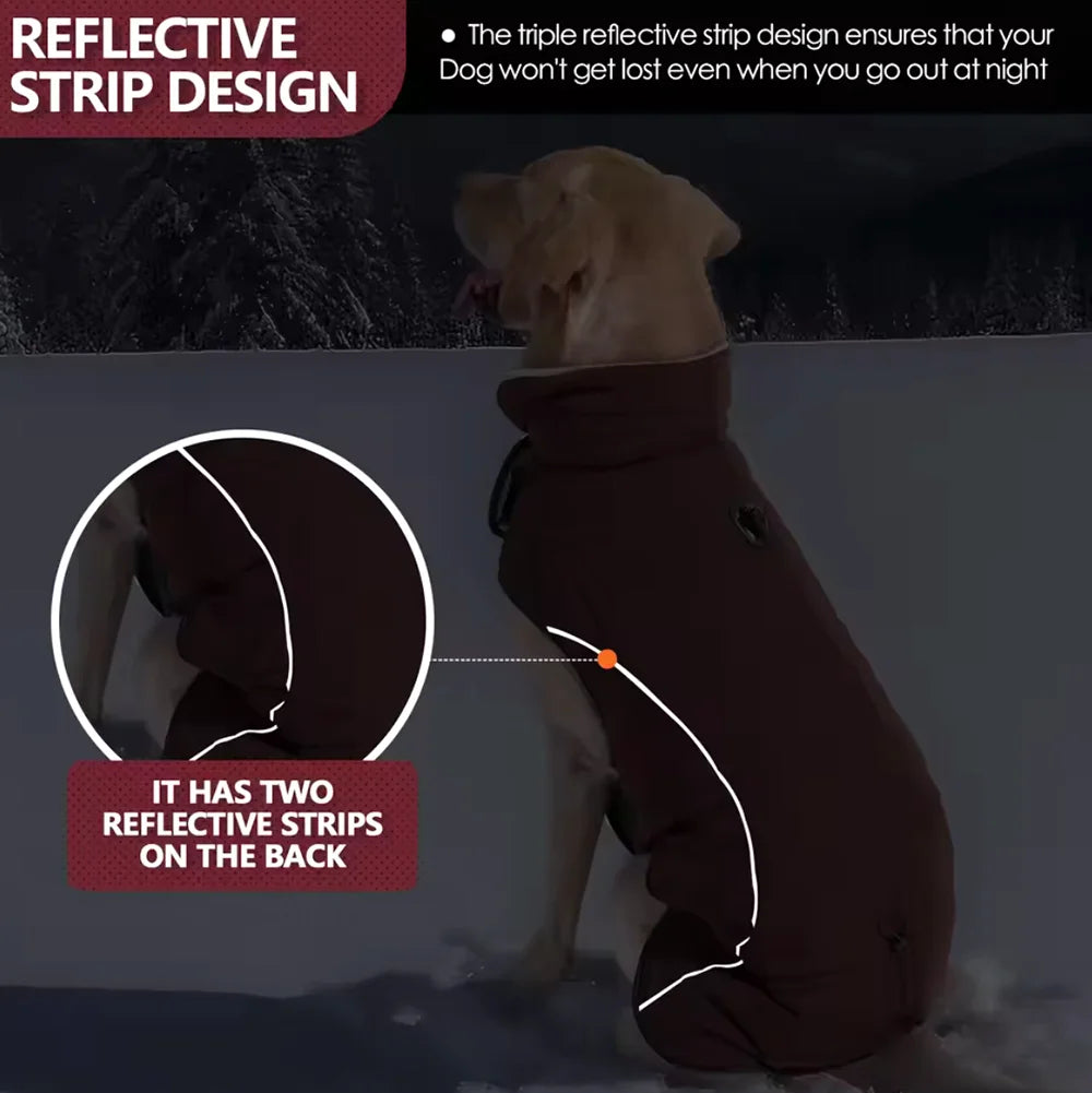 Waterproof Reflective Dog Winter Jacket – Warm Outdoor Coat for Medium & Large Dogs