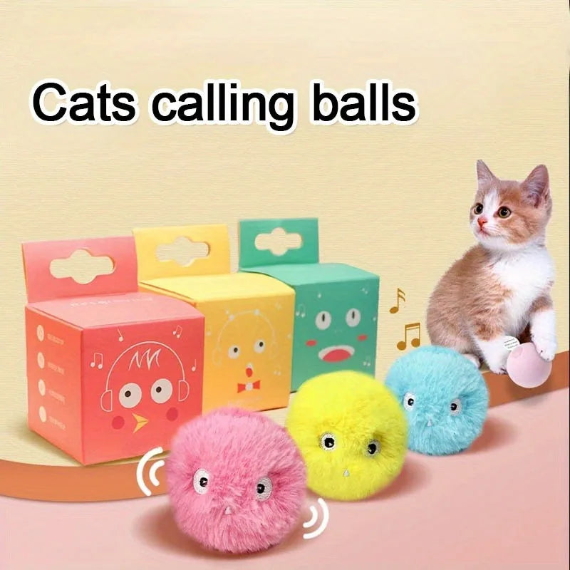 Plush Interactive Pet Ball – Electric Catnip Squeak Toy (1/3pcs)