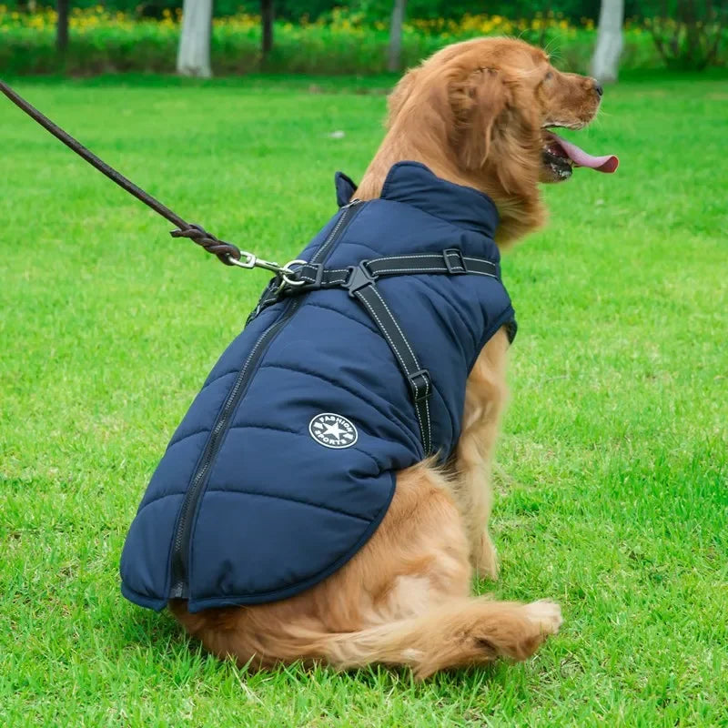 Large Dog Winter Jacket – Waterproof Warm Coat with Harness