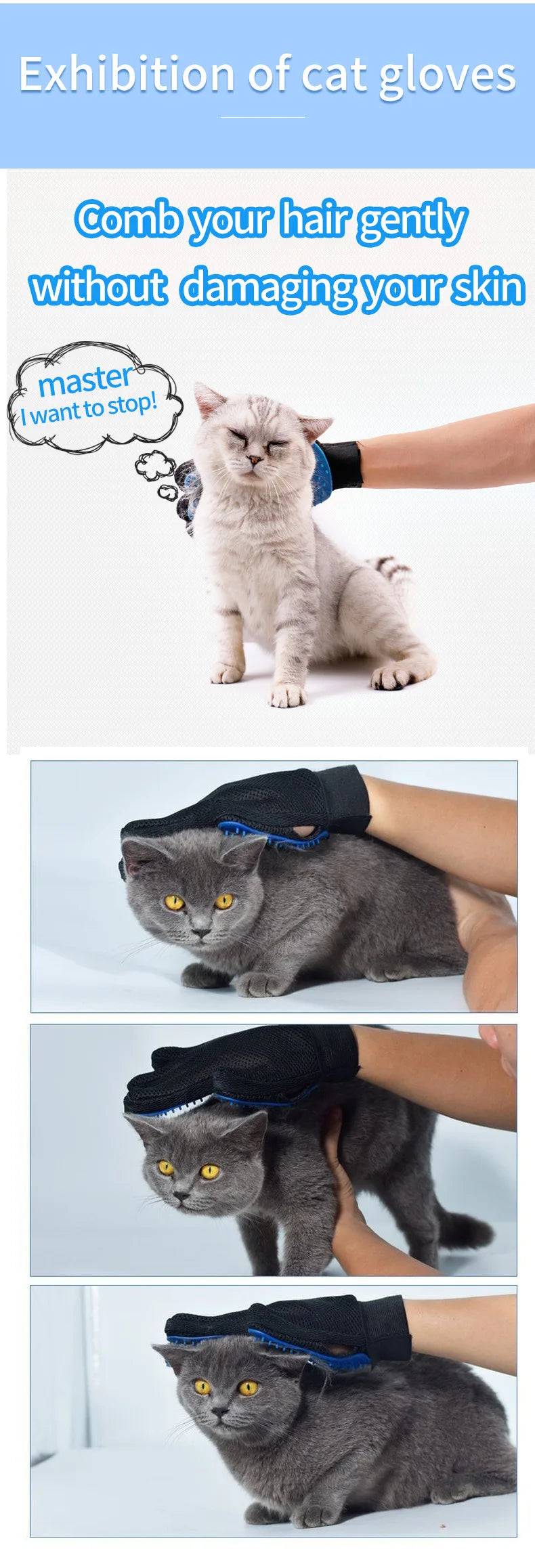 Pet Grooming Glove – Dog & Cat Hair Remover Massage Brush