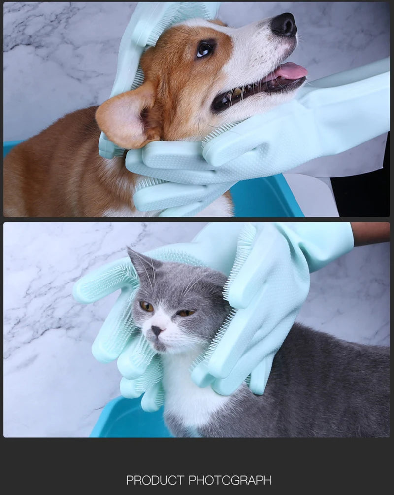 Pet Grooming Gloves – Deshedding & Massage for Dogs & Cats