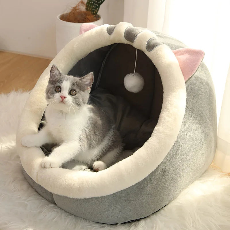 Cartoon Cat Bed – Foldable, Washable Pet Sleeping Mat & Cave