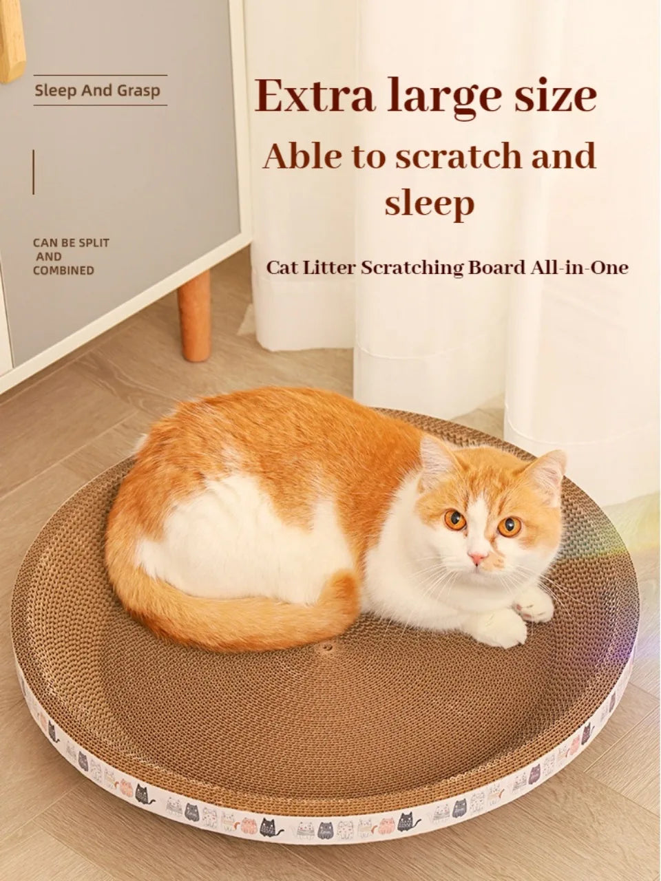 Corrugated Cat Scratcher – Catnip-Infused Scratch-Resistant Post & Sofa Protector