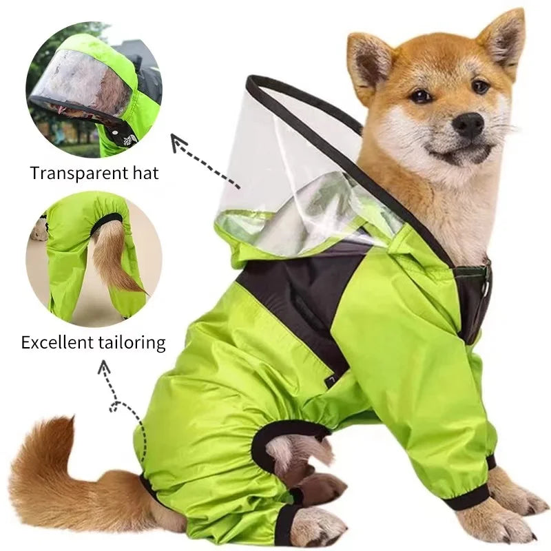 Waterproof Dog Raincoat – Face Design Jumpsuit Pet Jacket