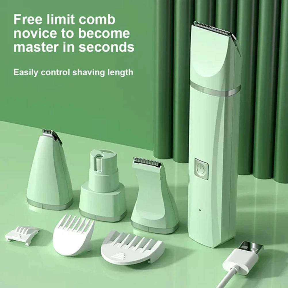 4-in-1 Pet Grooming Kit – USB Rechargeable Dog & Cat Hair Clipper