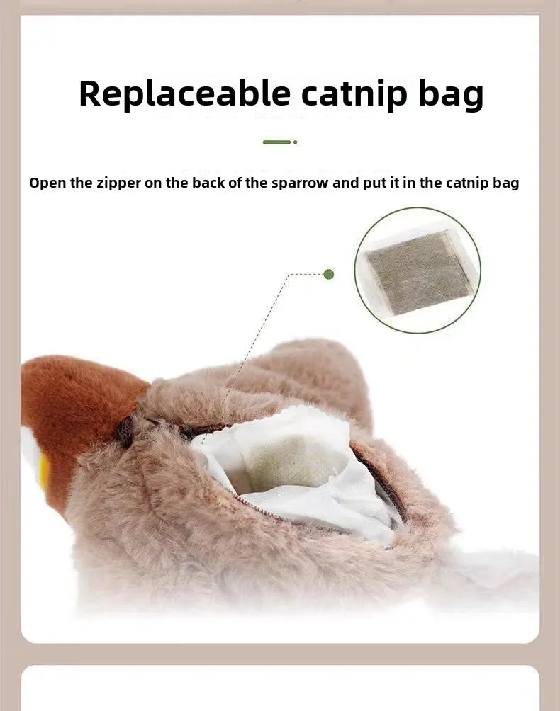 USB Rechargeable Catnip Toy – Touch-Activated Plush Bird for Cats & Dogs