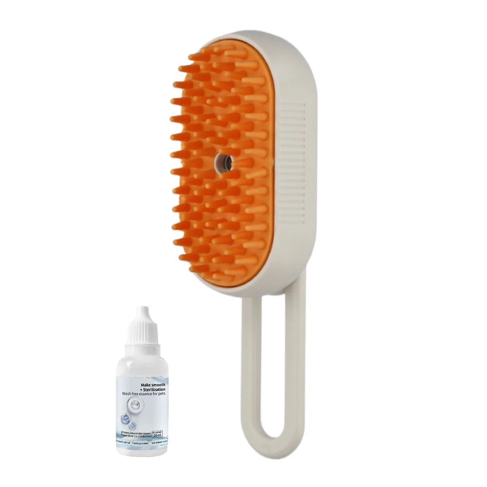 3-in-1 Pet Steam Brush – USB Rechargeable Dog & Cat Grooming Comb
