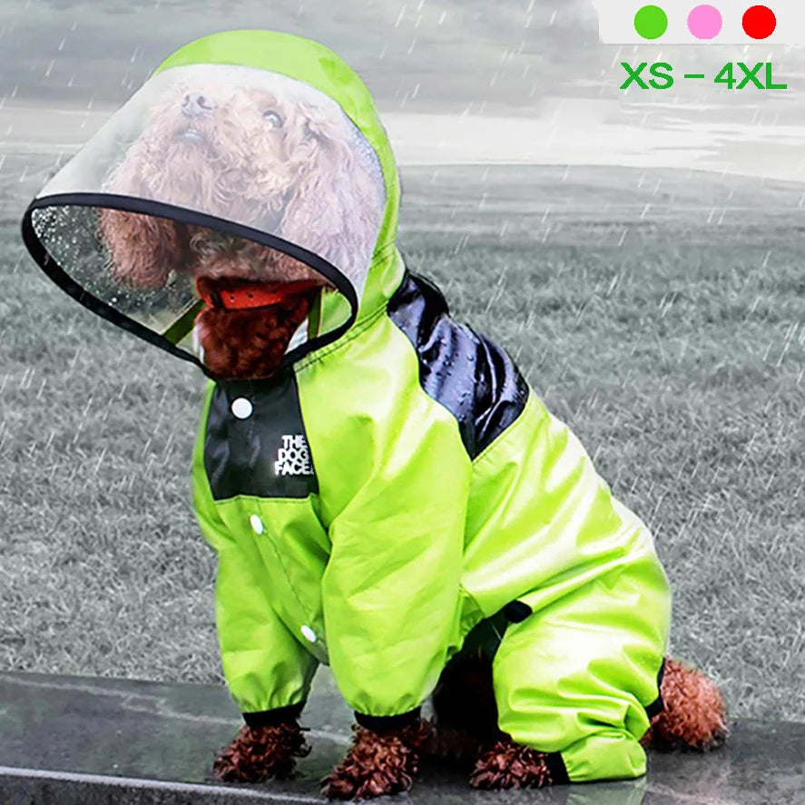 Waterproof Dog Raincoat – Face Design Jumpsuit Pet Jacket