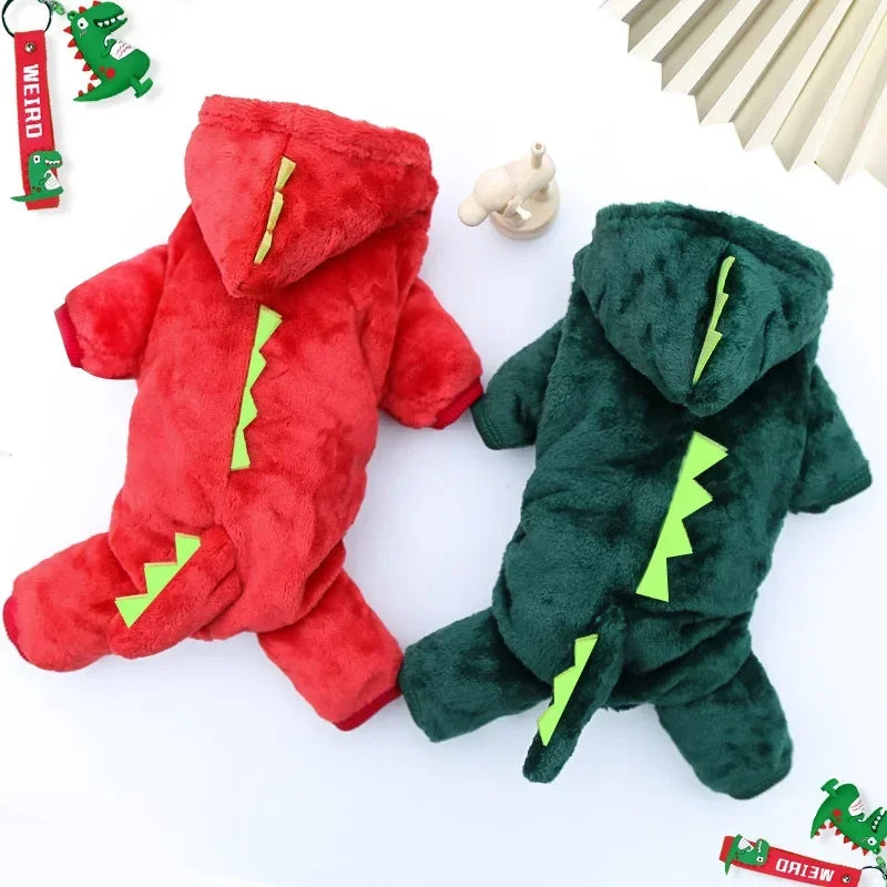 Dinosaur Fleece Dog Jumpsuit