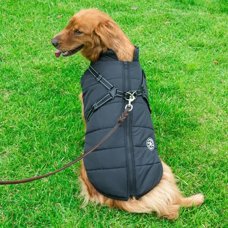 Large Dog Winter Jacket – Waterproof Warm Coat with Harness