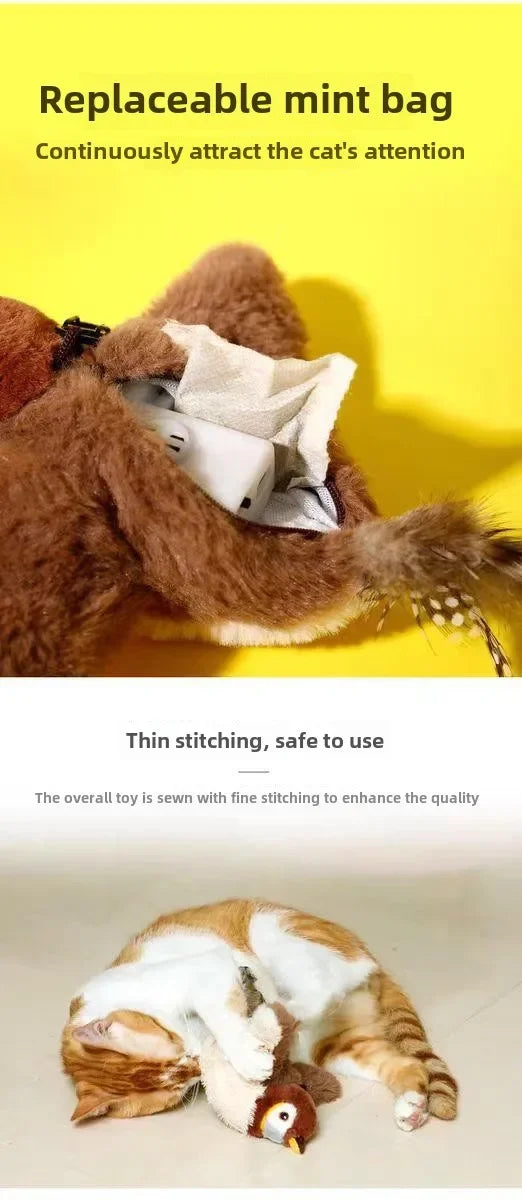 USB Rechargeable Catnip Toy – Touch-Activated Plush Bird for Cats & Dogs