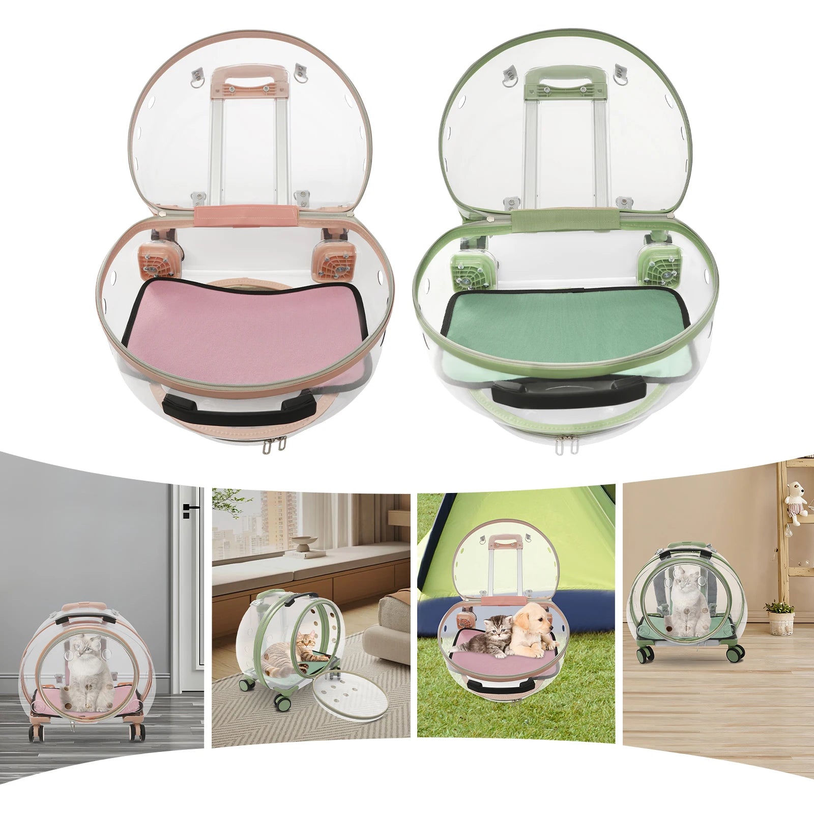 Rolling Cat Carrier – Breathable PC Pet Travel Bag with Wheels (9kg Max)