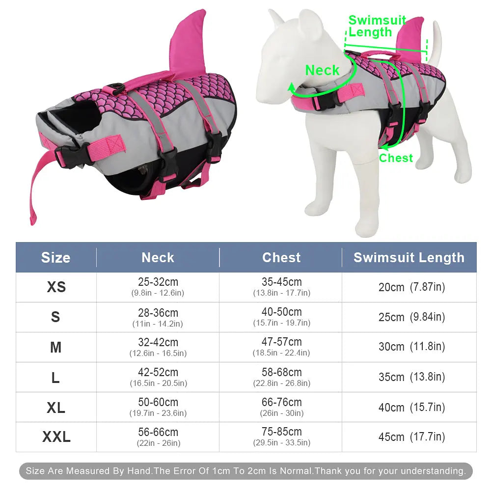 Shark Swim Dog Life Jacket – Pet Vest Harness for Swimming
