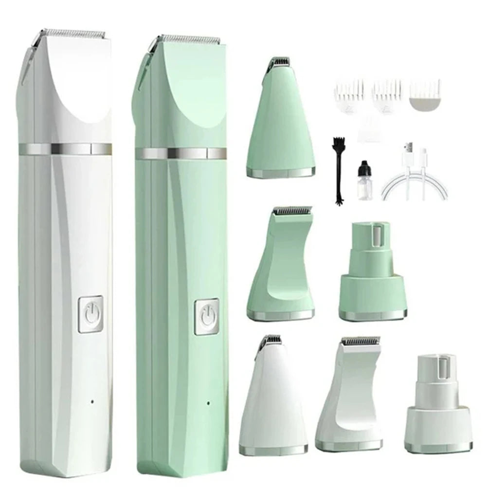 4-in-1 Pet Grooming Kit – USB Rechargeable Dog & Cat Hair Clipper