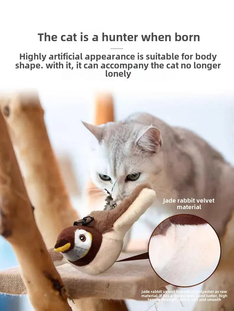USB Rechargeable Catnip Toy – Touch-Activated Plush Bird for Cats & Dogs
