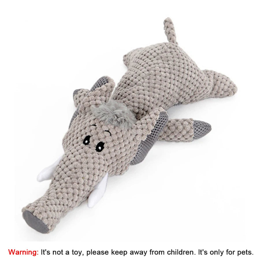 Plush Squeaky Dog Toy – Bite-Resistant Lion, Wolf & Elephant