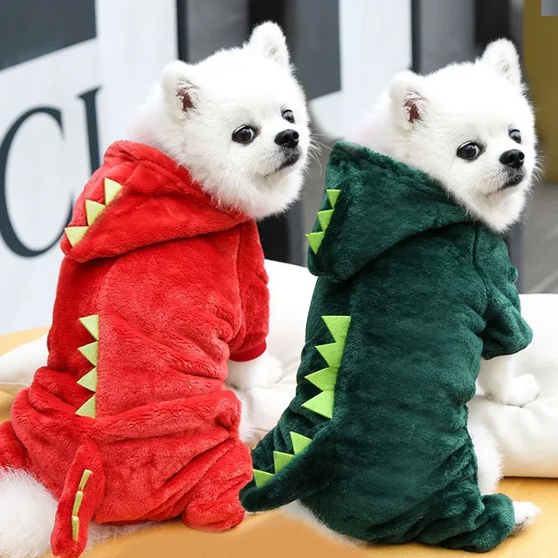 Dinosaur Fleece Dog Jumpsuit