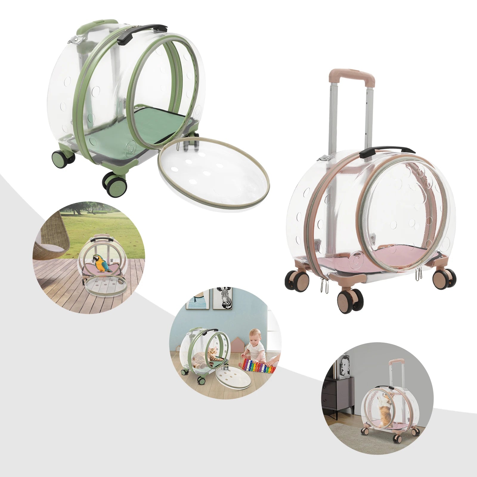 Rolling Cat Carrier – Breathable PC Pet Travel Bag with Wheels (9kg Max)