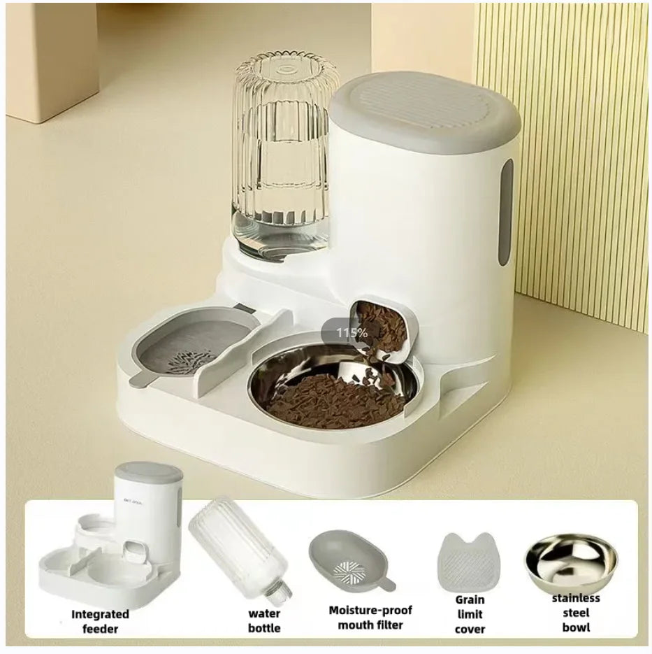 Automatic Pet Feeder & Water Dispenser – Integrated Bowl for Cats & Dogs