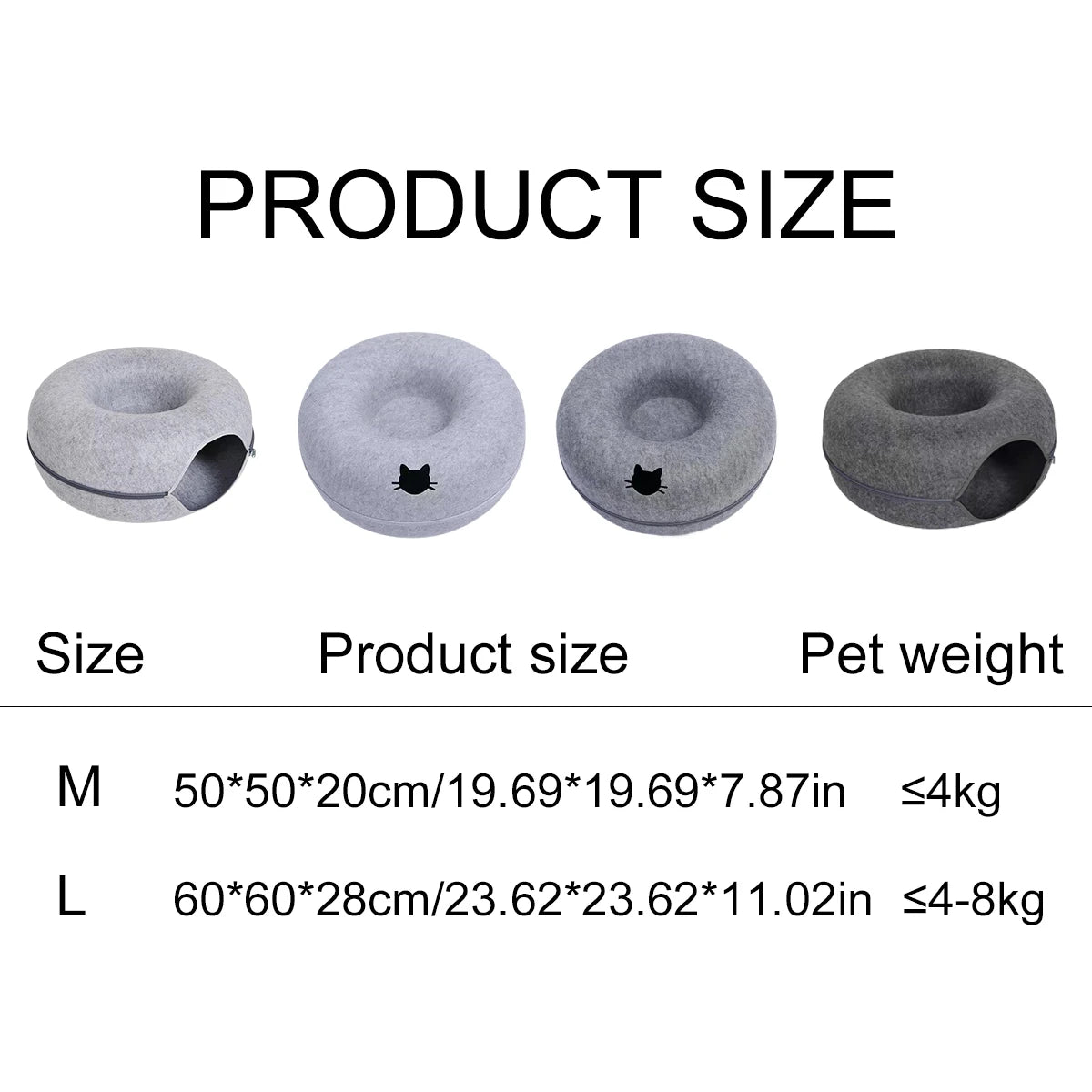 Felt Donut Cat & Dog Bed – 2-in-1 Hideaway Tunnel