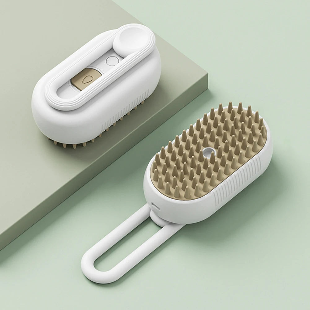 3-in-1 Pet Steam Brush – USB Rechargeable Dog & Cat Grooming Comb