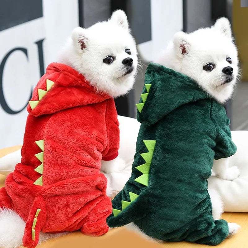 Dinosaur Fleece Dog Jumpsuit