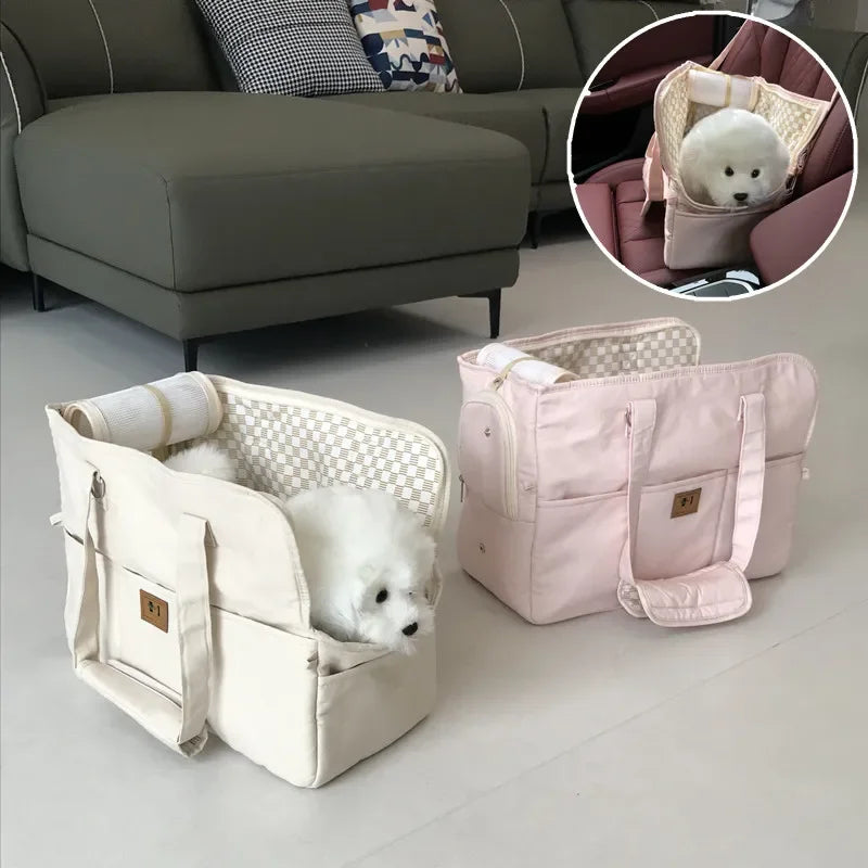 Portable Pet Carrier Bag – Cat & Dog Shoulder Handbag with Car Seat Bed