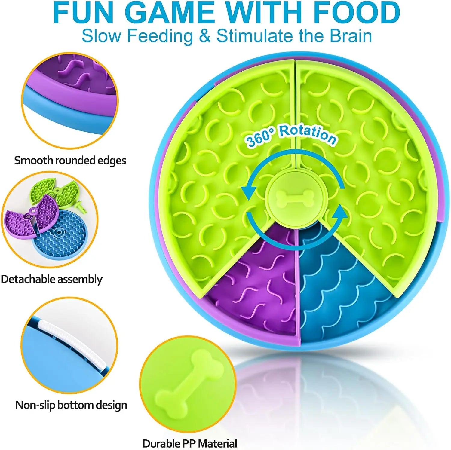 Slow Feeder Dog Bowl – Interactive Puzzle Treat Dispenser