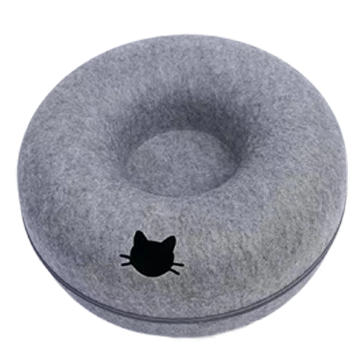Felt Donut Cat & Dog Bed – 2-in-1 Hideaway Tunnel