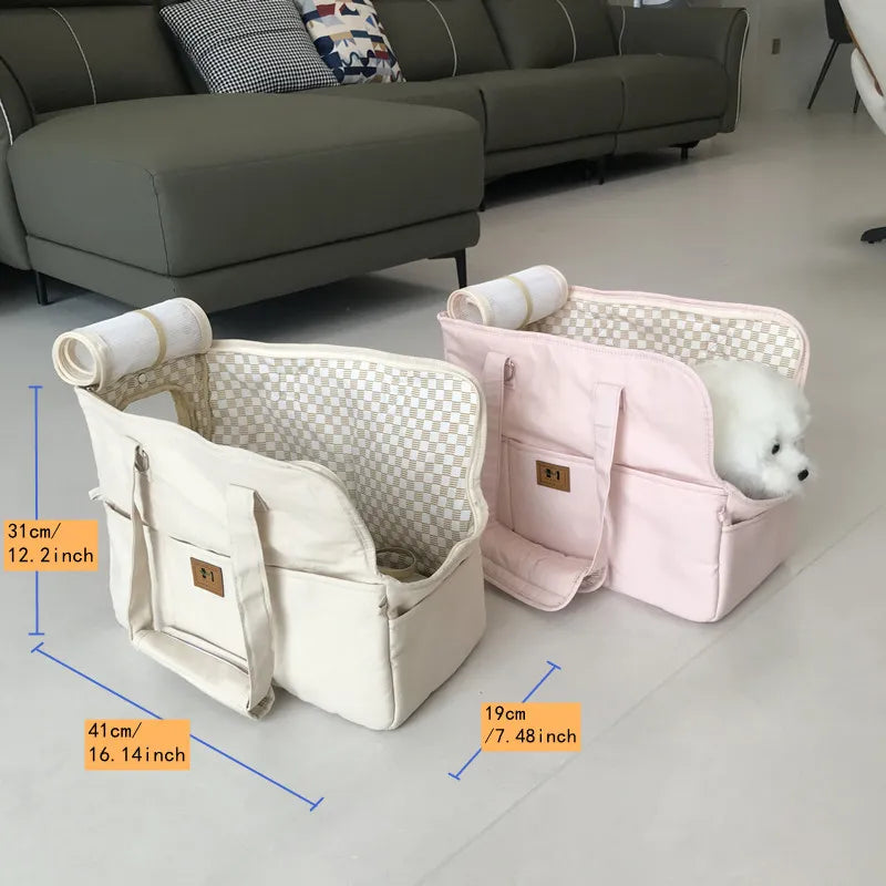 Portable Pet Carrier Bag – Cat & Dog Shoulder Handbag with Car Seat Bed